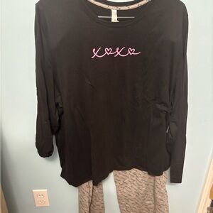 Black Long Sleeve Top with Pink graphic size- 22/24